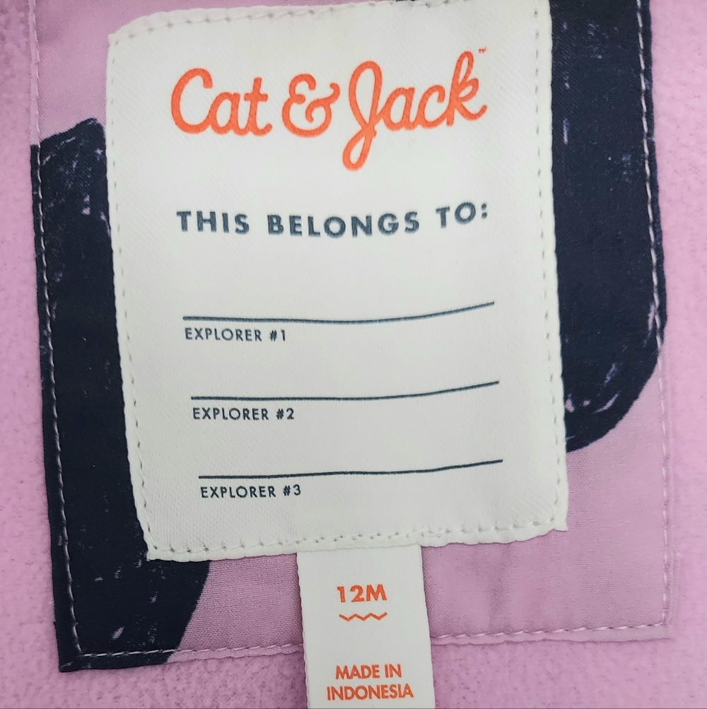 Cat & Jack Pink & Navy Blue Hooded Raincoat Baby Girls Size 12Month Girlhoodcore - Picture 3 of 9
